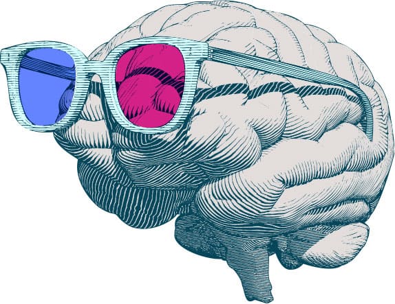 brain with glasses
