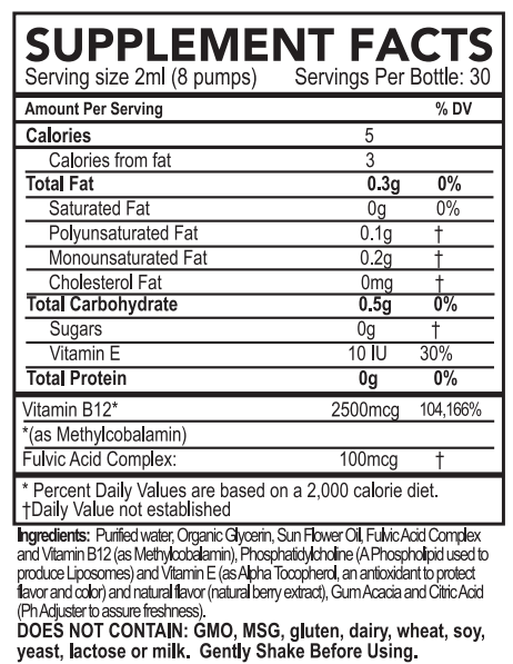 B12 nutrition label