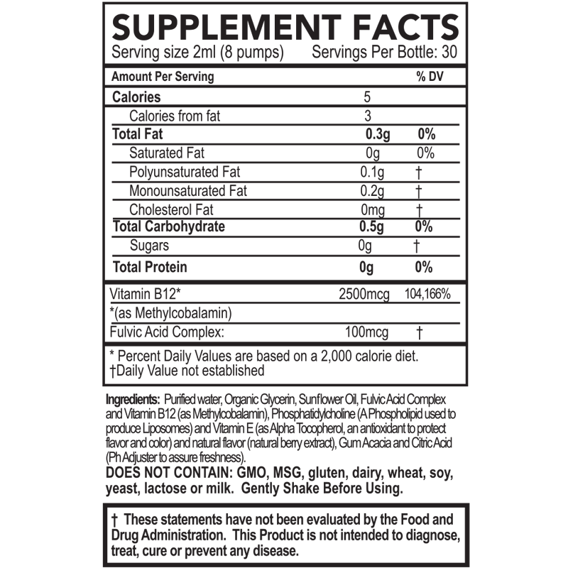 B12 nutrition label